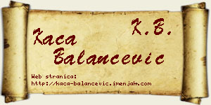 Kaća Balančević vizit kartica